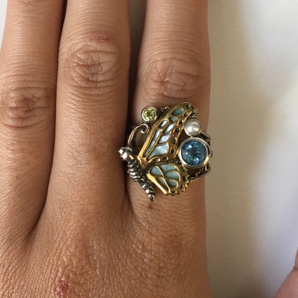 Turquoise Gemstone Butterfly Ring - Picture 1 of 3